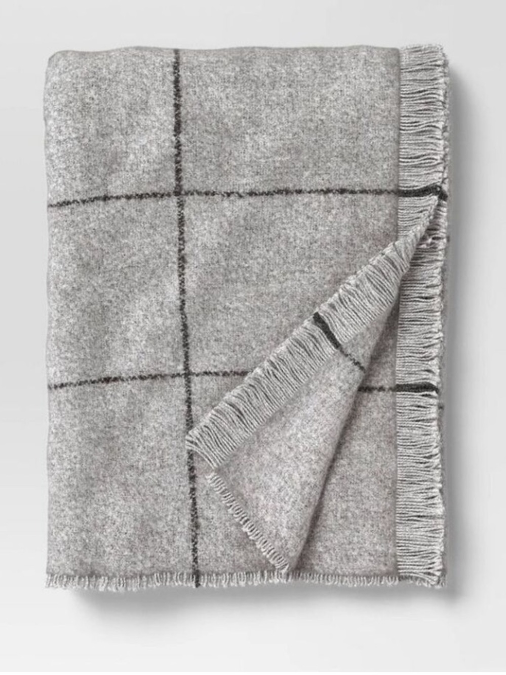 THRESHOLD NWT Windowpane Boucle Throw Blanket -gray
